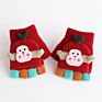 Toddler Kids Knitted Convertible Gloves Christmas Cartoon Monkey Warm Soft Lined Flip Top Fingerless Mittens Baby Gloves