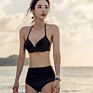 Tow Piece Bikini Beachwear High Waist Front Twisted Halter Swimsuit Women Solid Swimwear