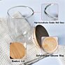 Transparent Milk Mugs 12 Oz Double Wall Clear Glass Coffee Cups with Bamboo Lid