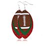 Trending Unique Rugby Football Sports Earings Water Drop Glitter Leather Teardrop Earrings Women