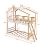 Twin over Twin Bunk Bed Wood Bed with Roof and Ladder for Kids