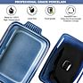 Unicasa 2.8Qt Covered Casserole Reactive Glaze Space Blue Baking Dish for Cooking Rectangular Casserole Dish with Lid