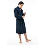 Unisex Navy Robe with Shawl Collar Warm Long Full Length Plush Soft Nightgown Bathrobe for Men