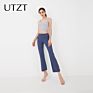 Utzt Women Unique Wide Leg Bootcut Dress Pants Long Bootleg Work Leggings Plub Size Yoga Pants with Pocket