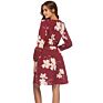 V-Neck Long Sleeve Floral Print Women Mini Dress High Waist Party Dress for Women Lady Elegant Flower Casual Dress
