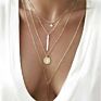 Vintage Boho Multi Layer Geometric Map Star Horns Metal Pendant Necklace for Women Collar