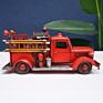 Vintage Fire Truck Model Retro Figurine Iron Red Truck Vehicle Figurine Boy Gift Kid Toy Home Decor Metal Crafts