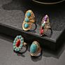 Vintage Turkish Punk Turquoise Ring 4Pcs/Set Women Boho Knuckle Ring Silver Midi Ring Sets