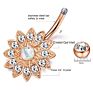 Vriua 6 Colors Flower Opal Navel Piercing Ring Gold Silver Color Bar Ball Belly Piercing Navel Earring Piercing Body Jewelry