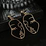 Vriua Abstract Hollow Out Face Dangle Earrings for Women Statement Long Drop Earrings Jewelry Earrings Boucles D'oreille