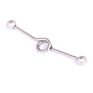 Vriua Silver Stainless Steel Wavy Barbell Long Earrings Industrial Straight Barbell Body Piercing Jewelry