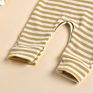 Waffle Stripe Long Sleeve Jumpsuits Infant Baby Unisex Boys Girls Rompers Headbands Set