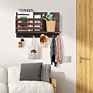 Wall Mount Floating Shelf, Wooden Logo Letter Holder, Wood Coat Rack Key Hooks Entryway Organizer