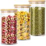 Wanuocraft Glass Food Storage Container Spice Jar with Bamboo Lids for Kitchen Use