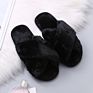 Warm Crossed Faux Fur Indoor Slippers Wholesales Women Stitched Fuzzy Outdoor Ladies Faux Fur Bedroom Fur Slippers for Women