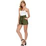 Women Bowknot Tie High Waist Casual Shorts A-Line Shorts with Pockets