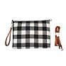 Women Canvas Buffalo Plaid Crossbody Shoulder Bag Wristlet Phone Clutch Bag