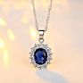 Women Fine Jewelry Multi Colors Crystal Blue Cubic Zircon Pendant Necklace Jewelry Sets