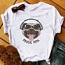 Women Fur Dog Paw Mom Print T Shirt Funny Animal Pet Lady Clothing Graphic Womens O-Neck Tops