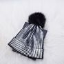 Women Girls Warm Metallic Shiny Knitted Crochet Beanie Hat with Pom Pom