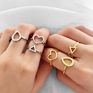 Women Gold Plated Rings Heart Triangle Pear Shape Rings Silver Ring