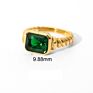 Women Jewelry Multicolor Chunky Twisted Croissant Statement Emerald Ring Colorful Rectangle Crystal Cz Diamond Ring