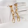 Women Long Chain Drop Opening Earrings 18K Gold Plated