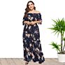 Women plus Size Dresses off Shoulder Flower Print Maxi Dresses