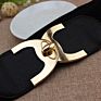 Women Waistband Elastic Ladies Double Buckle Elastic Dress Wide Belt