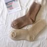 Women Warm Socks Solid Color Knit Soft Camel Wool Socks in Packaging