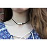 Women White 3 Cultured Freshwater Pearls Choker Necklace on Genuine Leather Cord Knotted Jewelry