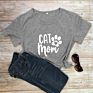 Women's Cat Mom Letter T-Shirt O-Neck Casual Shirt Oversized Loose Print T-Shirt