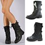 Womens Combat Military Boots Lace up Buckle Boot Shoes