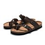 Women's Customized Printing Solid Color Cork Footbed Slide Beach Sandal Adjustable Buckle Double Strap Flat Women Slipper