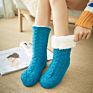 Womens Knit Fleece Cable Gripper Socks Warm Fuzzy Non-Slip Home Floor Slipper Socks