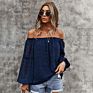 Women's Lantern Long Sleeve off the Shoulder Swiss Dot Casual Tops Loose Blouses