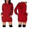 Women's Long Sleeve Casual Hoodie Dress Pullover Hoodie Dress Plain Dyed Sweatshirt Pocket Hoodie Dress