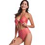 Women's One Piece Swimsuit Cutout Halter Lace up Polka Tummy Control Twist Bathing Suit