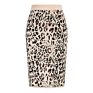Women's Ribbed Knit Stretch High Waist Bag Hip Pencil Skirt Leopard Print Split One-Step Skirt