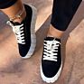 Women's Shoes round Toe Thick Bottom Lace-Up Canvas Shoes Large-Size Printing Casual Shoes