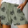 Womens Shorts Leopard Pants Casual High Waisted Drawstring Pocketed Short Shorts