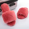 Women's Soft Indoor Home Fluffy Fuzzy Sheep Slippers Real Wool Fur Sheepskin Open Toe Fur Slides Slippers