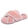 Women's Soft Plush Lightweight House Slippers Non Slip Cross Band Slip on Open Toe Cozy Fur Slides Slippers
