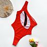 Womens Solid One Piece Swimwear Ywcs-6066 One Piece Swimsuit Mesh Bikini One Shoulder Red Swimsuit Bikini Set