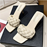 Women's Weave Pumps External Wear High Heels Ladies Solid Color Open Toe Square Women's Head Slippers