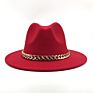 Womens's Hat Wide Brim Thick Gold Chain Band Classic Black Beige Felted Cap Panama Cowboy Jazz Men Caps Luxury Fedora Women Hats