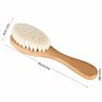 Wooden Baby Hair Brush and Comb Set with Natural Goat Bristles Infant Hair Helps Prevent Cradle