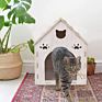 Wooden Kitty House Cat Shelter Fully Assembled Plywood Hide House for Cats Rabbits and Small Dogs
