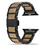 Wooden Steel Apple Watch Band Luxury Style Dropshipping Compatiable for 7 6 Se 5 4 3 2 1