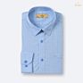 Yarn Dyed Formal Men Collar Shirts Small Checked in Blue Cotton Bamboo Dress Shirt from Vietnam Fiber